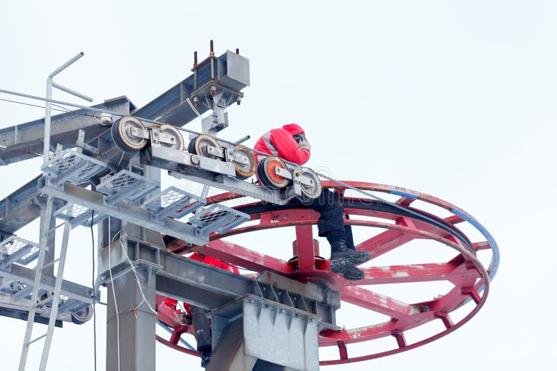 Ski lift repair stock image. Image of recreation, skiing 65904571
