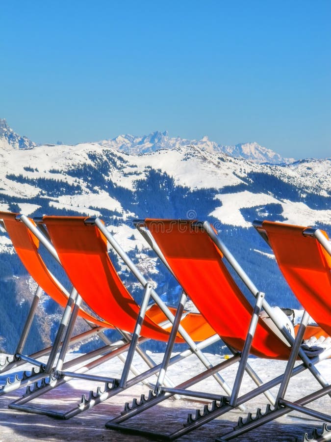 Ski resort deckchairs