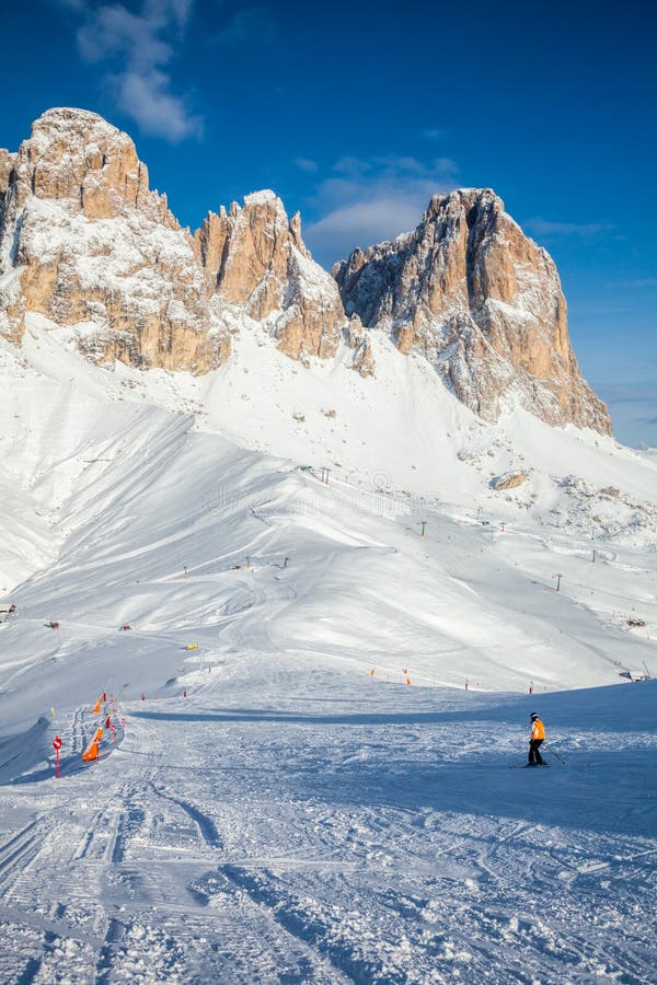 Ski Resort in Dolomites stock photo. Image of horizon 33593534