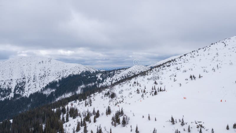 Ski resort Jasna Slovakia mountain aerial drone top view