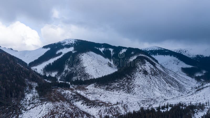 Ski resort Jasna Slovakia mountain aerial drone top view