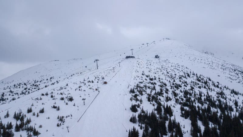 Ski resort Jasna Slovakia mountain aerial drone top view