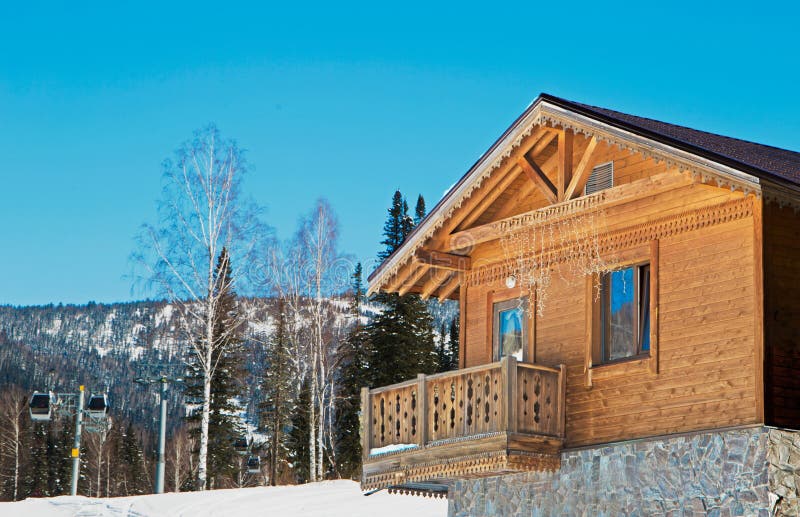 The Ski Resort. Restaurant in the Mountains. Stock Photo - Image of