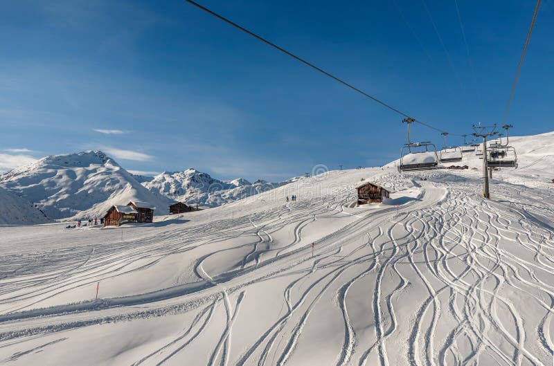 Ski Resorts Andermatt and Sedrun in Switzerland Stock Image Image of