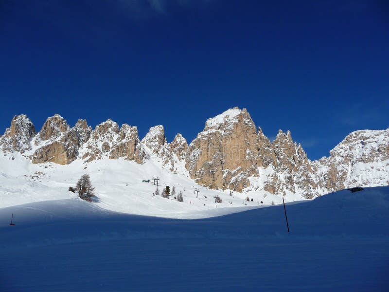 Ski run in the shadow