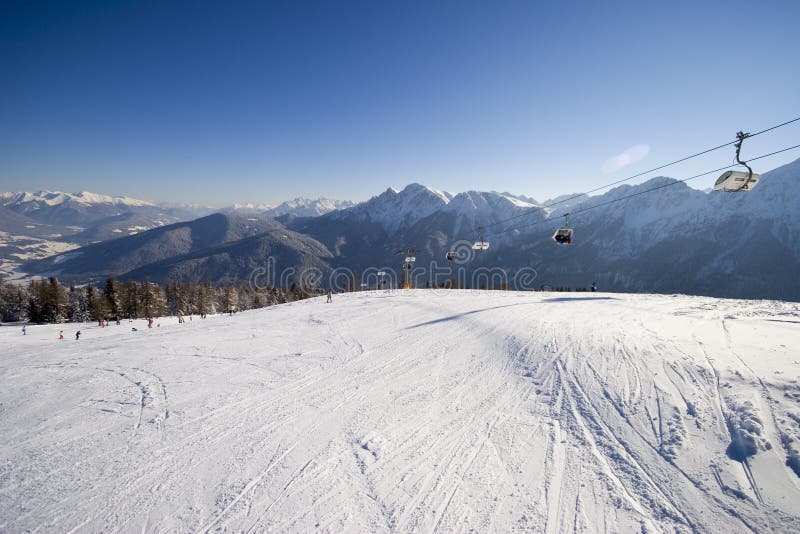 Ski slope and gondola stock photo. Image of austria, gondolan 55253790