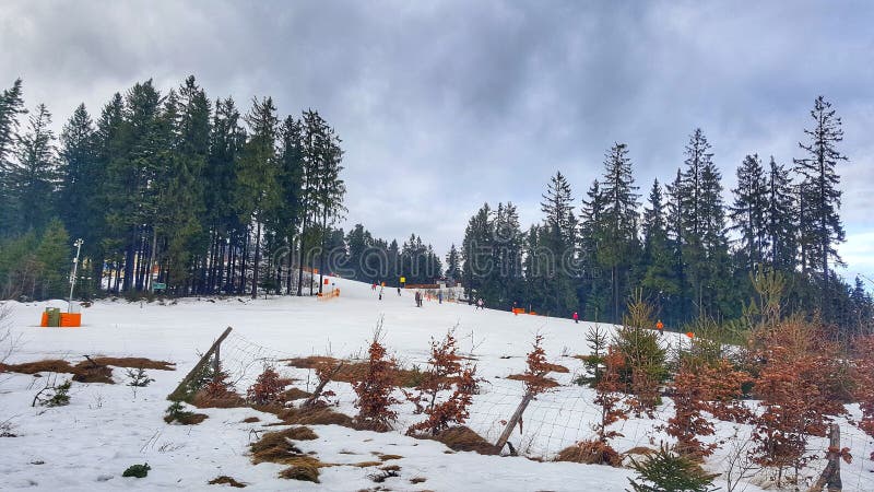 Ski Slope in Lipno, Czechia stock foto's