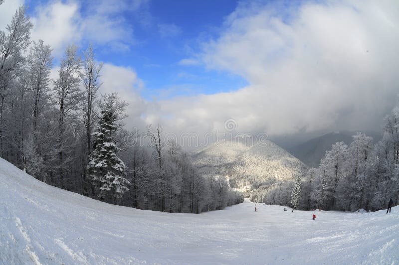 Ski slope (winter mountain landscape)