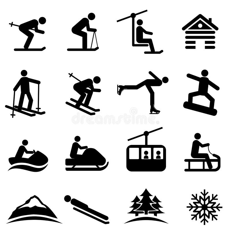 Ski, snow and winter icons