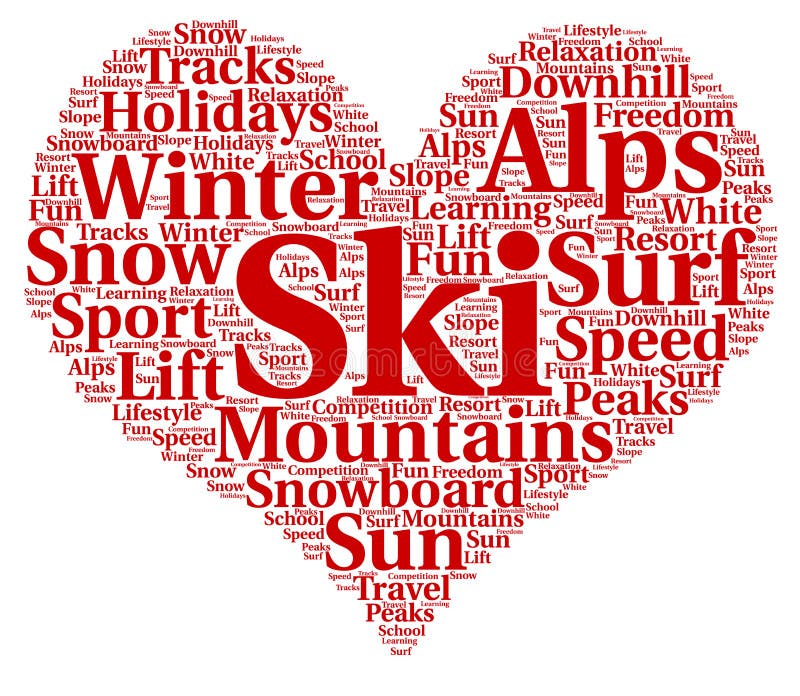 Ski word cloud concept stock illustration. Illustration of sports