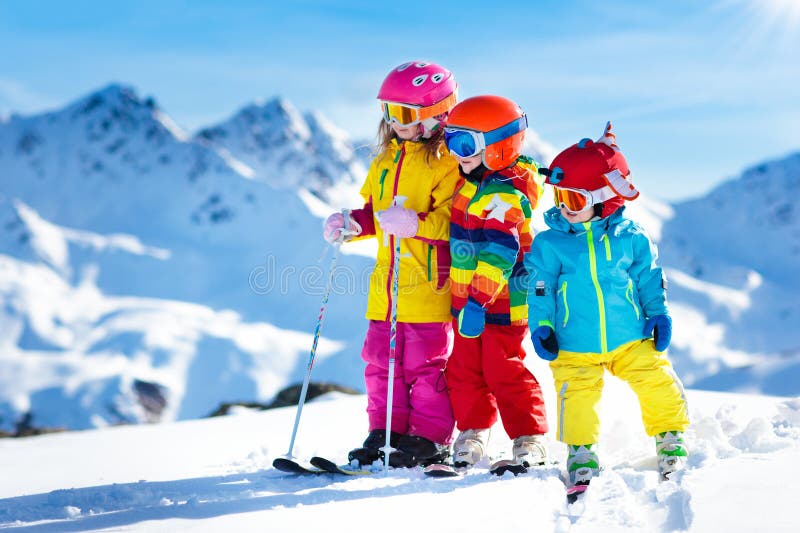 Skida och snöa vintergyckel för ungar Skida för barn
