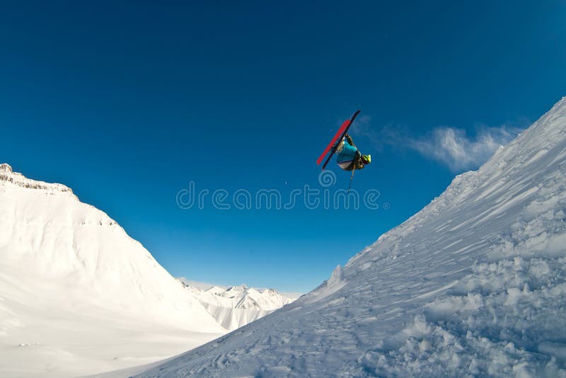 Skier flying in the air