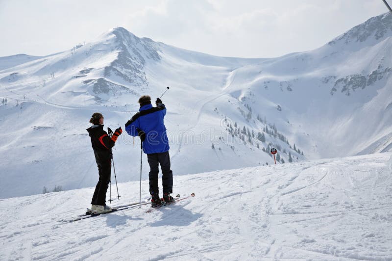 Skiers in the Austrian Alps