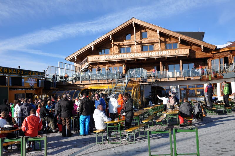 Skiers enjoying afterparty in Austria