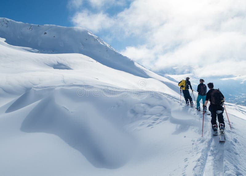 Skiers Skiing in a Snowy Mountains Editorial Stock Photo Image of