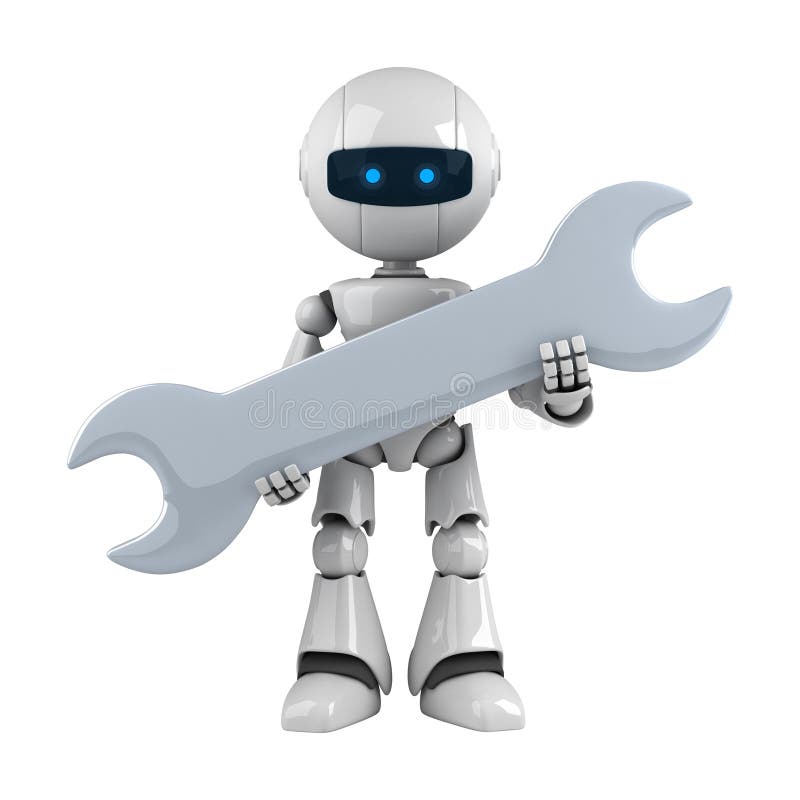 Skiftnyckel för robotstaywhite vektor illustrationer