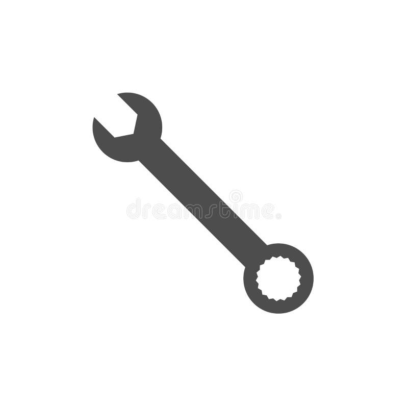 Skiftnyckelsymbol, skruvnyckelsymbol Vektorillustration, lägenhetdesign stock illustrationer Skiftnyckelsymbol, skruvnyckelsymbol Vektorillustration, lägenhetdesign stock illustrationer