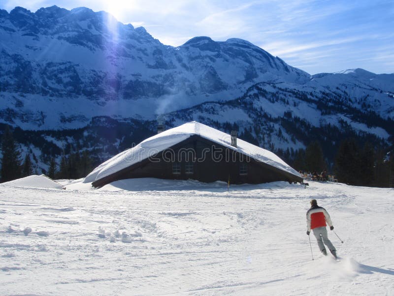 Family skiing in Alps stock image. Image of peaks, cold 4268777