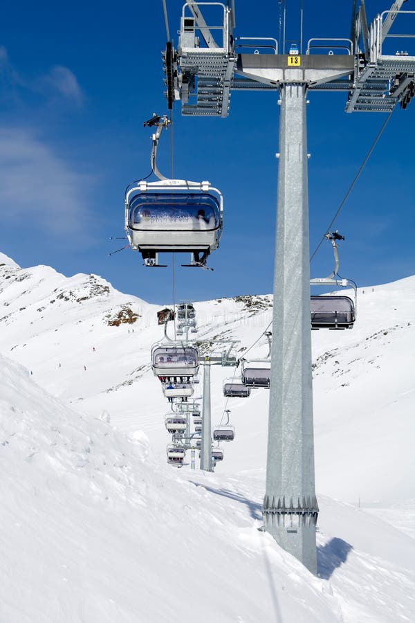 Skiing chair lift stock image. Image of sport, mountain