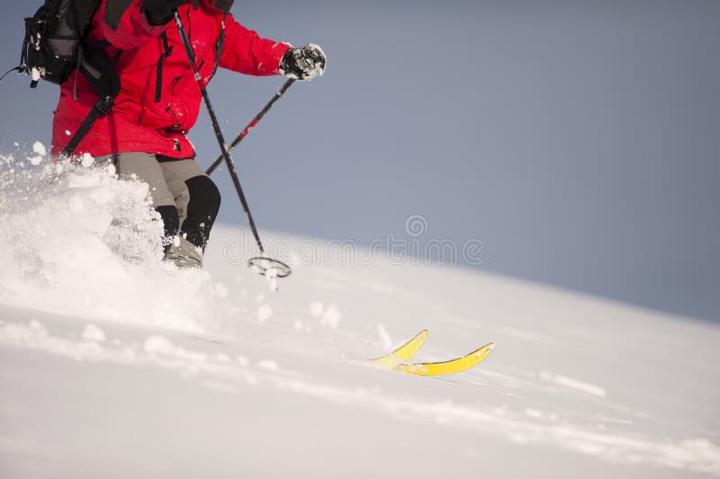 Fast skiing in deep snow