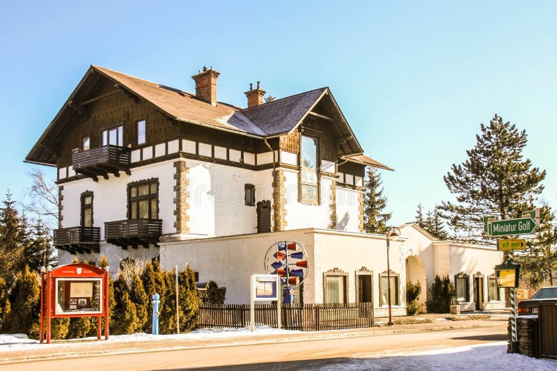 Skiing Resort Semmering, Austria. Beautiful Traditional Chalet in Austrian Alps in Winter