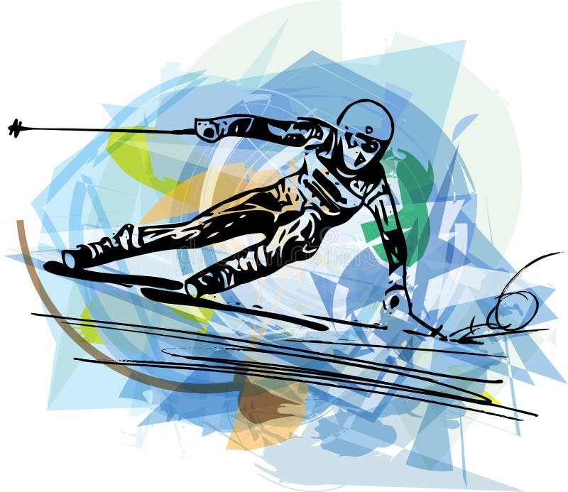 Skiing sketch illustration stock vector. Illustration of freestyle ...