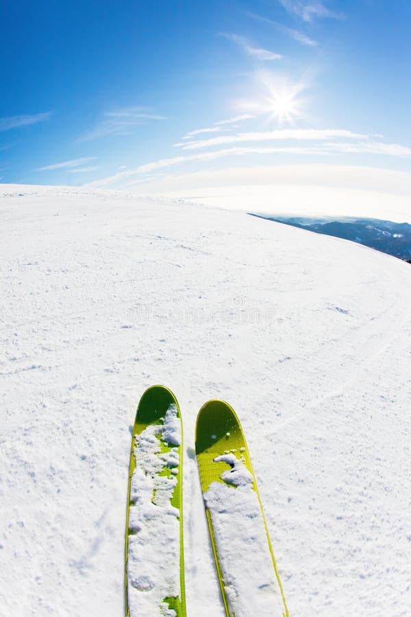 Skiing on a ski slope