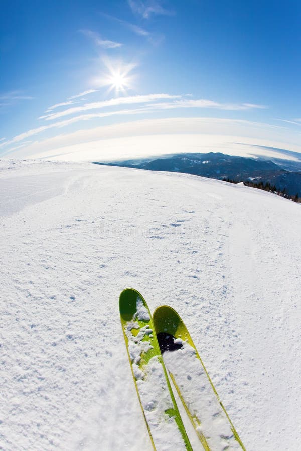 Skiing on a ski slope