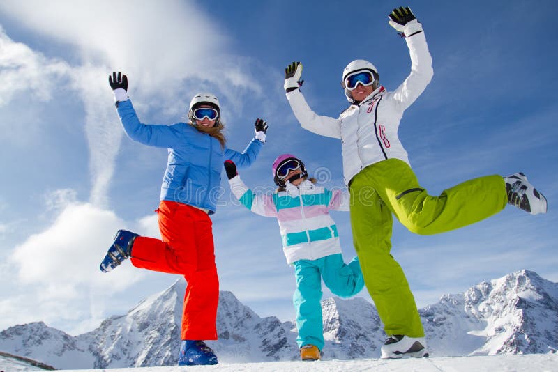 Family, Ski,snow, Sun and Fun Stock Photo - Image of happiness ...