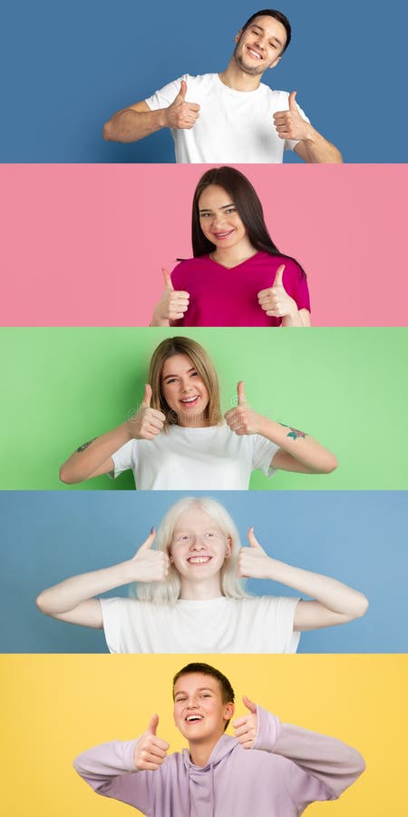 Skildringar av grupper av människor på flerfärgade bakgrundssamlingar. royaltyfri fotografi