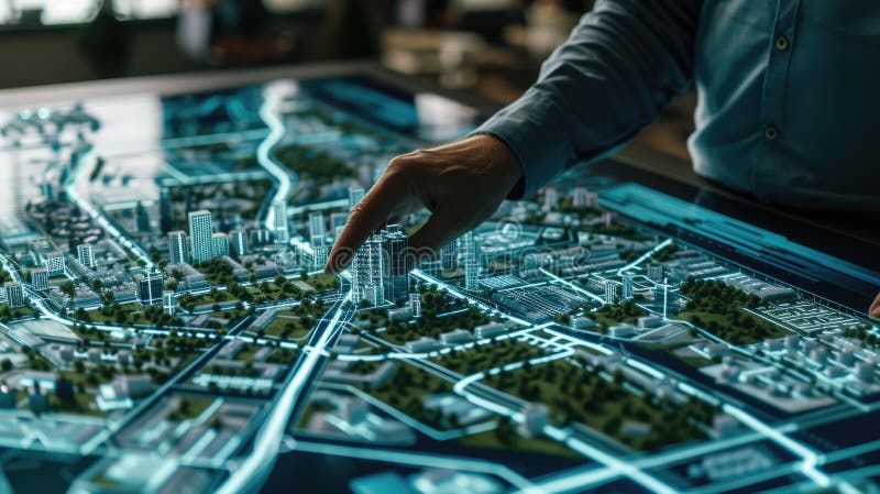 Skilled Civil Engineer Planning Urban City Plan by Using Model at Table