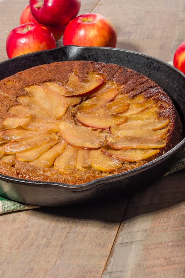Skillet Apple Cake with Apples Stock Photo Image of iron, slice 54782290