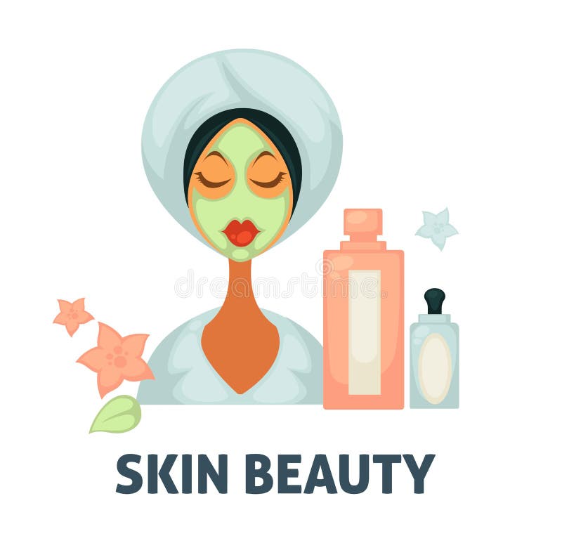 Woman Skincare Procedures and Hair Washing Vector Woman Face Icons ...
