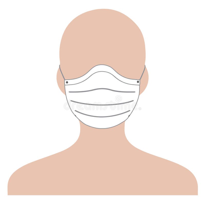 Skin color Human icon wearing white mask stock illustration