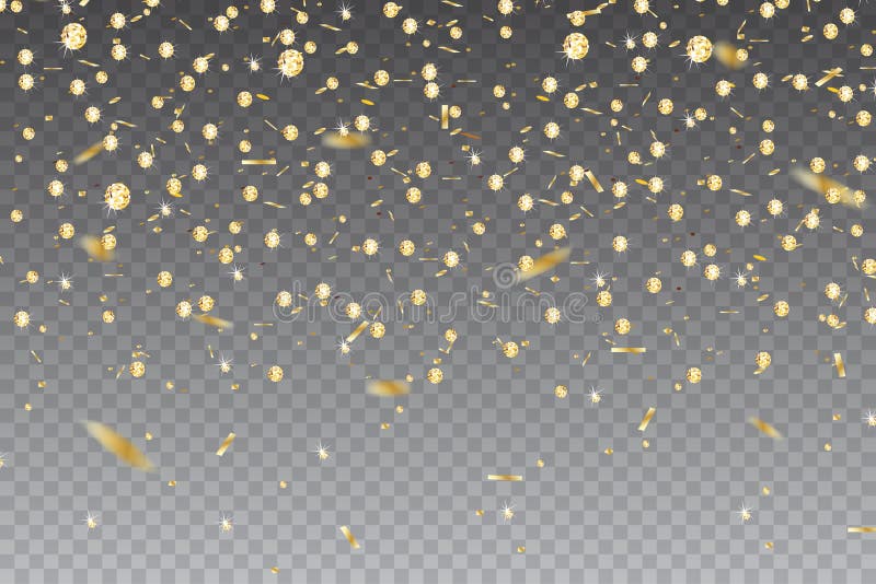 Skinande guld- diamantädelstenar, fallande skinande konfettier blänker vektor illustrationer Skinande guld- diamantädelstenar, fallande skinande konfettier blänker vektor illustrationer