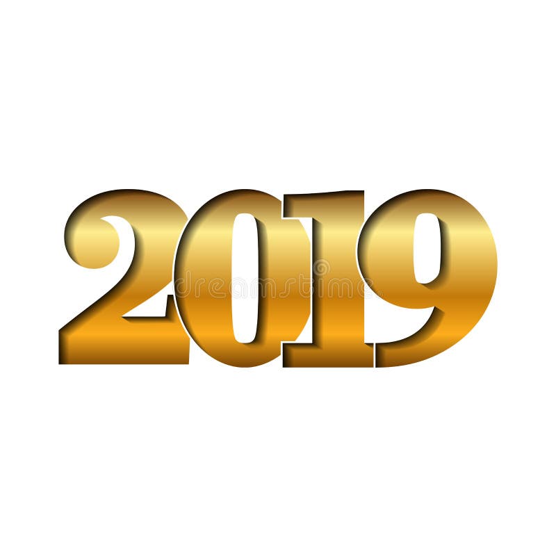 Skinande guld- nummer 2019 för lyckligt nytt år vektor illustrationer Skinande guld- nummer 2019 för lyckligt nytt år vektor illustrationer