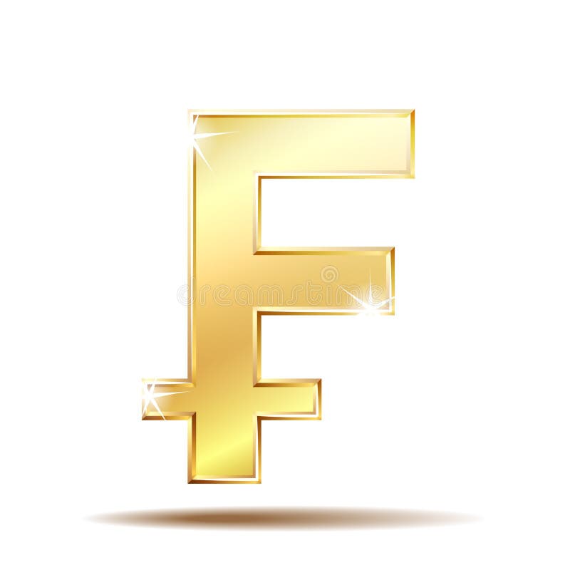 Skinande guld- symbol för schweizisk francvaluta royaltyfri illustrationer