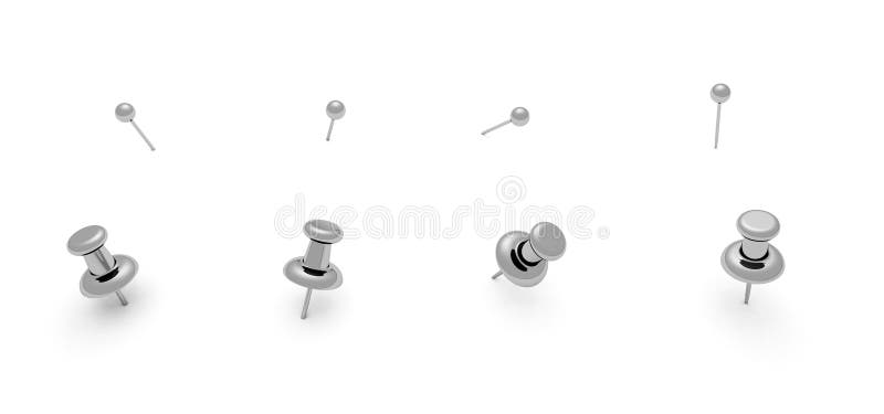 Skinande silverPushben i vit stock illustrationer