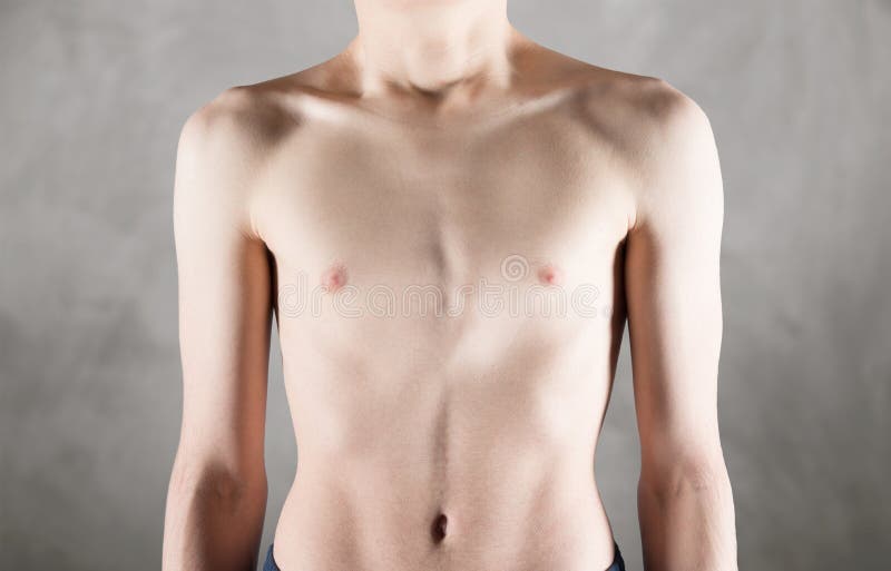 Skinny chest of a male teenager