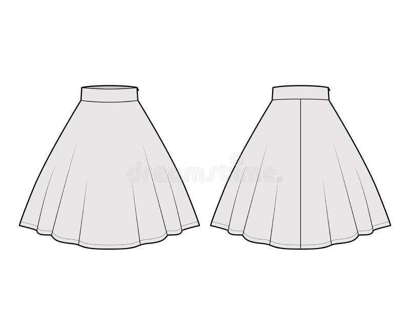 Skirt Circular Fullness Technical Fashion Illustration with Below-the ...