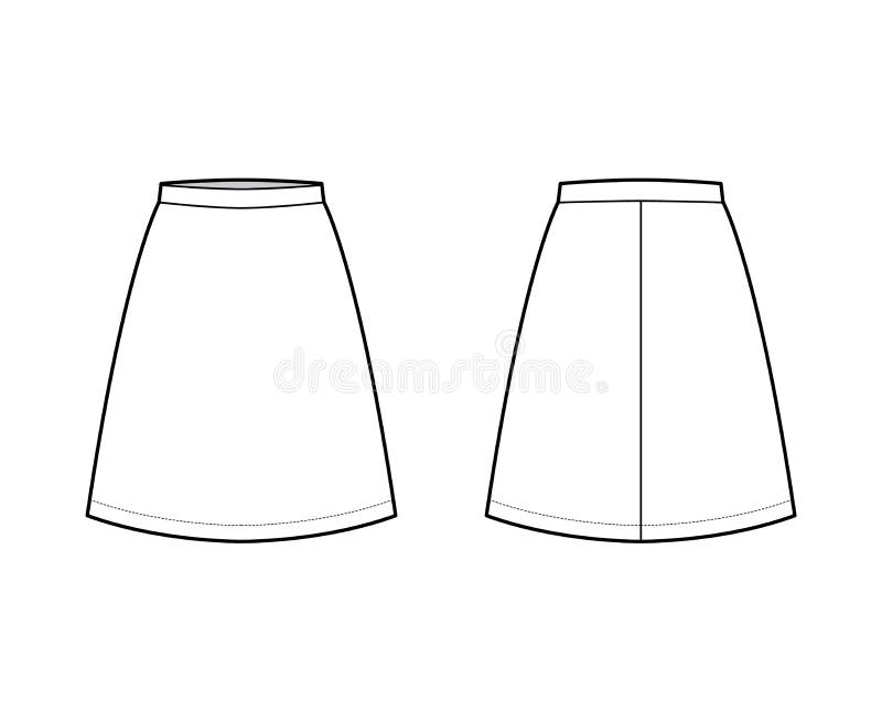 Skirt a-line Fullness Technical Fashion Illustration with Above-the ...