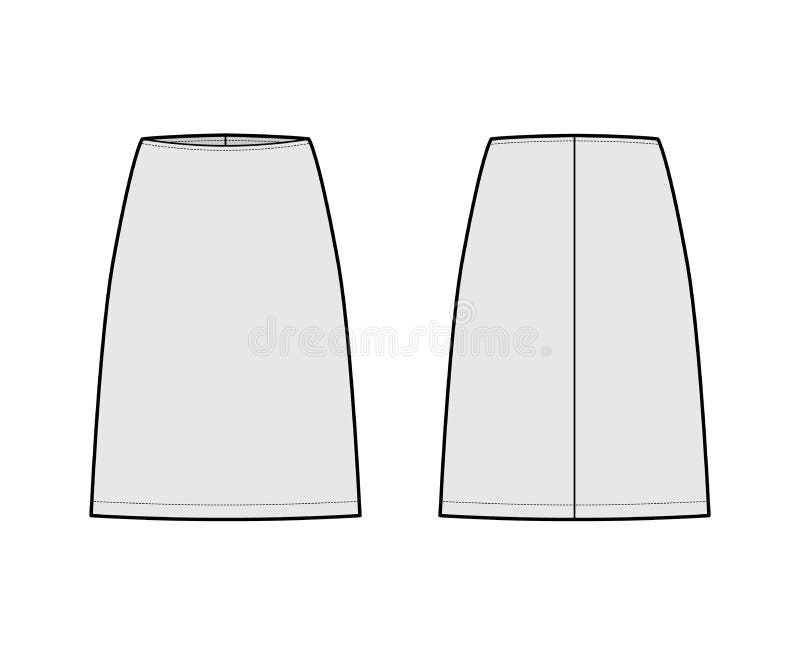 Skirt Sheath Technical Fashion Illustration with Straight Knee ...