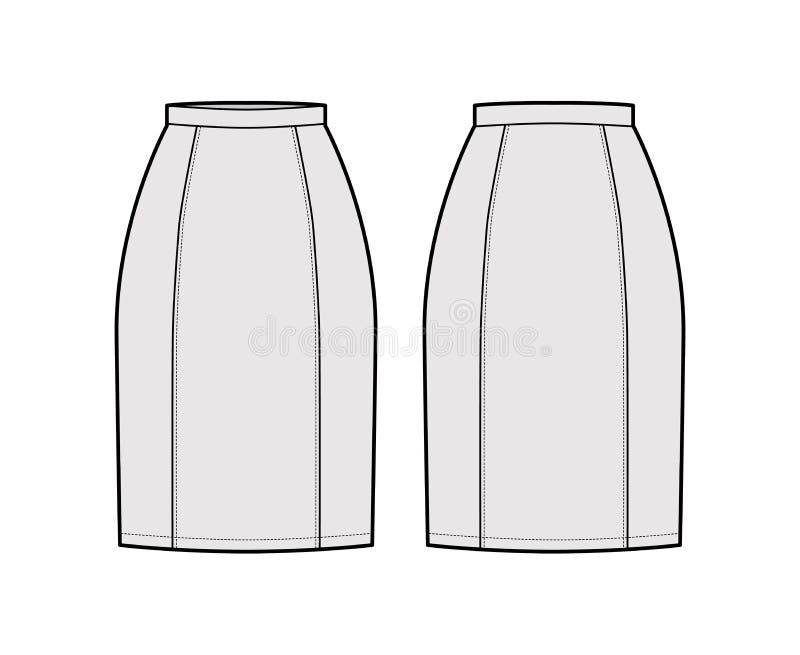 Premium Vector | Godet skirt flat drawing vector template