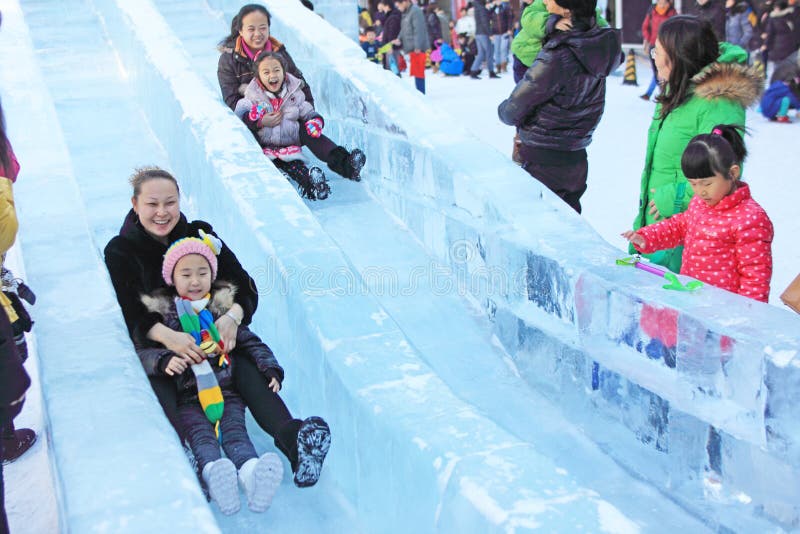 Beijing amusement park skiing field. Beijing amusement park skiing field