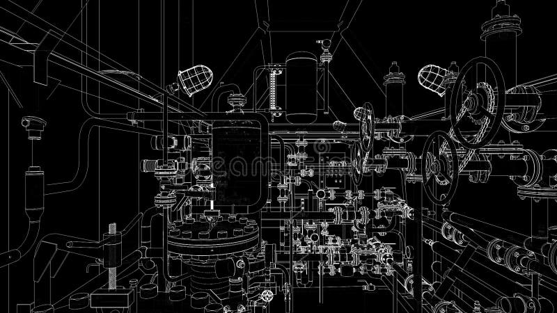 Skiss över industriell utrustning