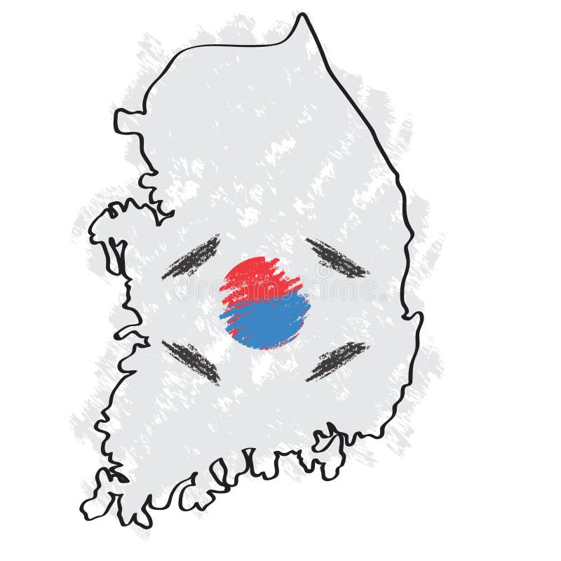 Skissa av en översikt av Sydkorea vektor illustrationer Skissa av en översikt av Sydkorea vektor illustrationer