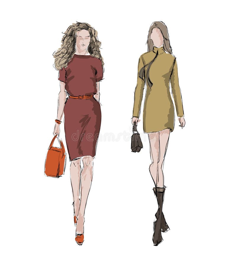 skissa fashion flickor stock illustrationer skissa fashion flickor stock illustrationer
