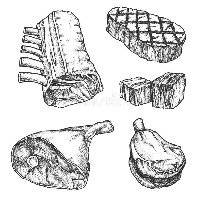 Rindfleisch mit Brustbraten und Speck stock abbildung