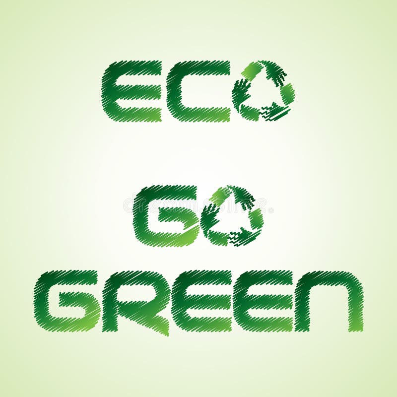 Skizziertes eco und gehen Wort machen vorbei, ico aufzubereiten grünes lizenzfreie abbildung Skizziertes eco und gehen Wort machen vorbei, ico aufzubereiten grünes lizenzfreie abbildung