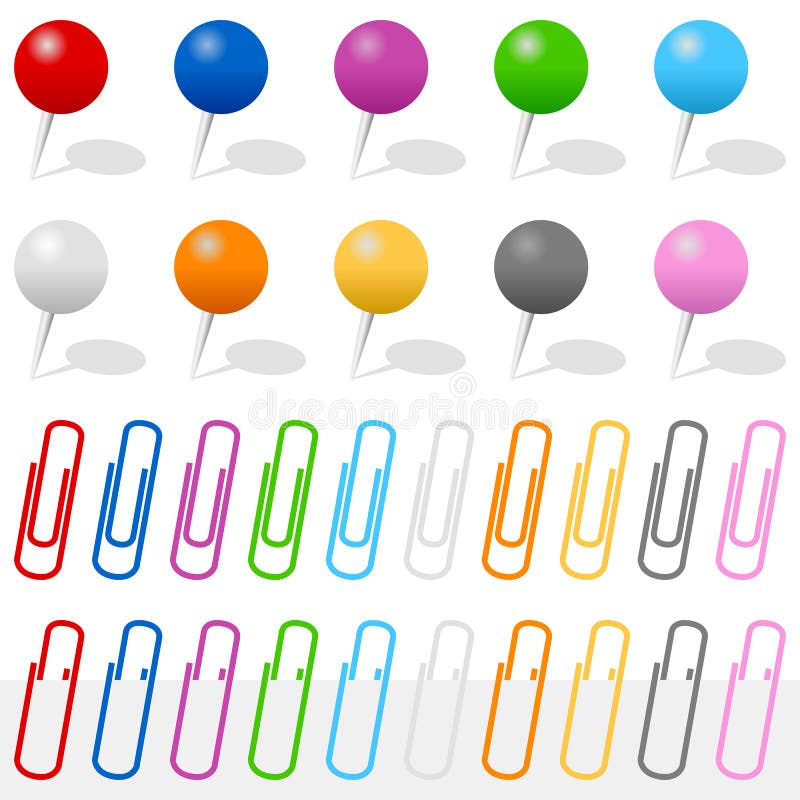 Skjut inställda stift och gem stock illustrationer